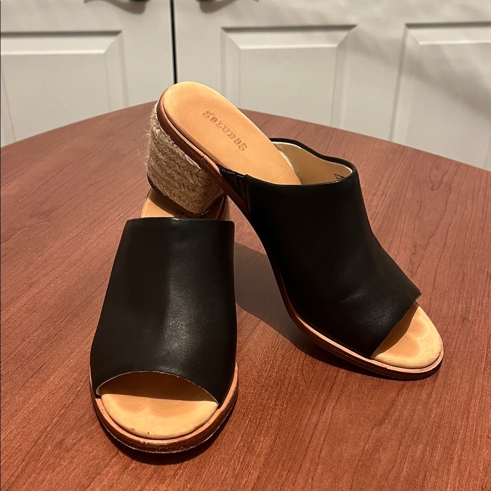 Soludos Capri Mule Black Leather, Size 8.5
